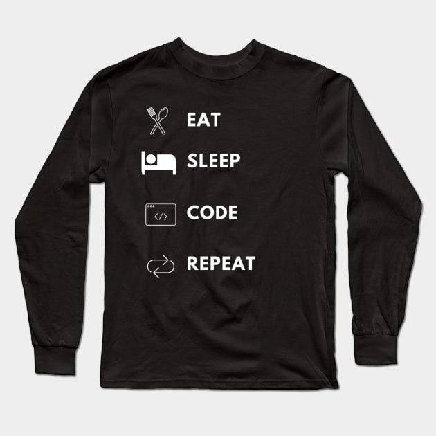 Eat sleep code repeat developer lifecycle Long Sleeve T-Shirt by Bravery